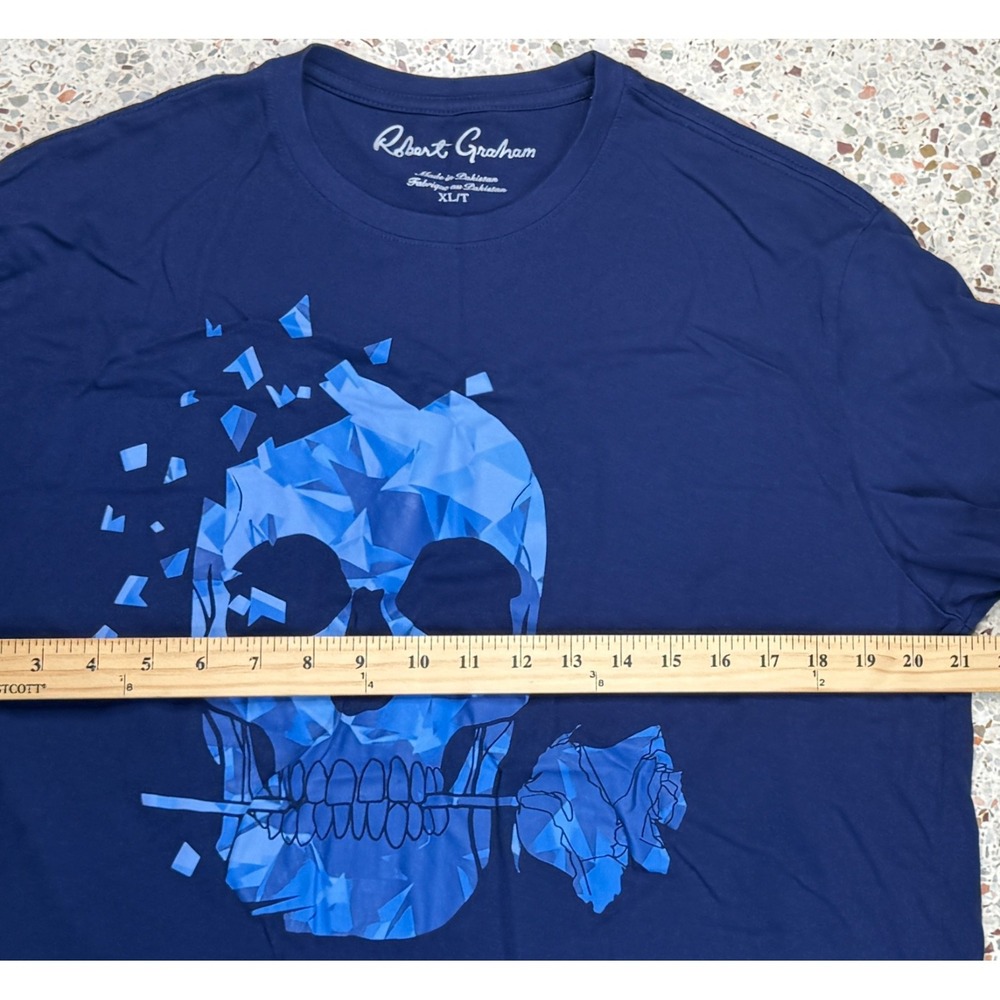 Robert Graham Rose Skull Graphic Print Men's Short Sleeve T-Shirt Size XL/T - Picture 8 of 9